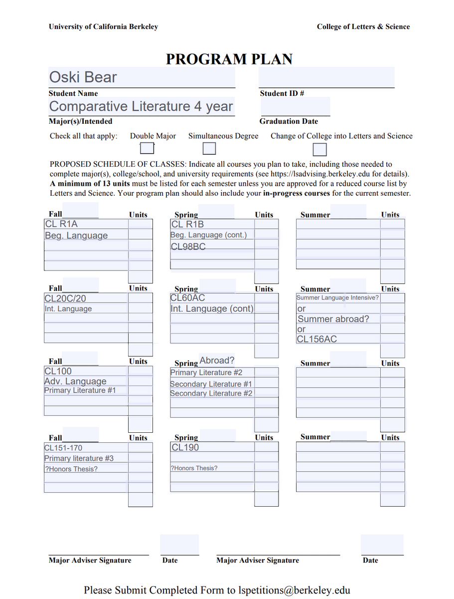 Comparative Literature Plan